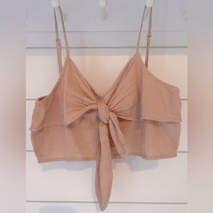 Aerie crop blouse in nude